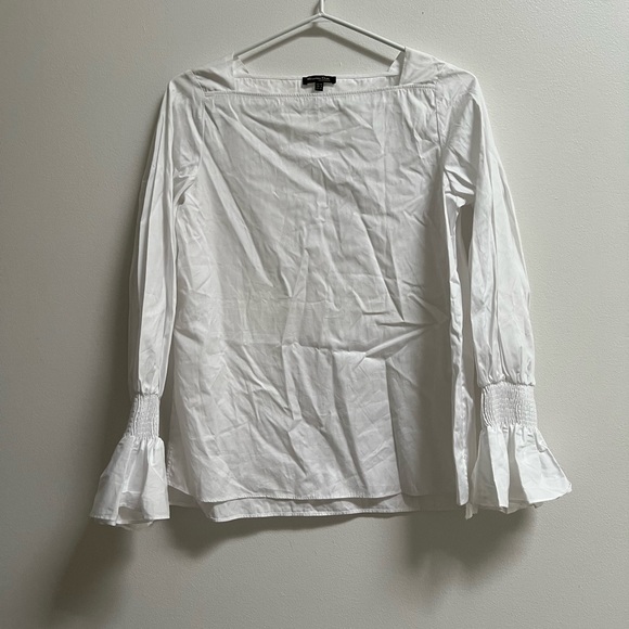 Massimo Dutti Tops - Massimo Dutti Square Neck Long Sleeve Cotton Top White US 4